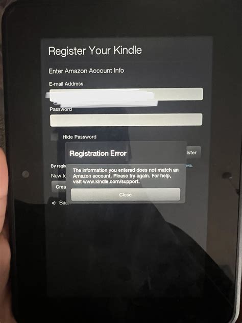 kindle not recognising amazon account